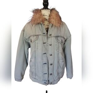 American Eagle Denim Jacket with Lined  Faux Fur Size Large
